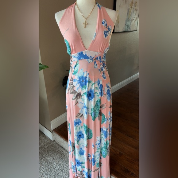 Floral print halter maxi romper dress - Picture 5 of 11